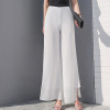 Women's Summer Wide Leg Long Trousers Casual Vintage High Waist Chiffon Side Split Bohemia Skirt Pants