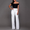 Women's Summer Wide Leg Long Trousers Casual Vintage High Waist Chiffon Side Split Bohemia Skirt Pants