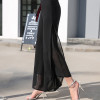 Women's Summer Wide Leg Long Trousers Casual Vintage High Waist Chiffon Side Split Bohemia Skirt Pants