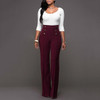 Women's Summer Wide Leg Long Trousers Casual Vintage High Waist Chiffon Side Split Bohemia Skirt Pants