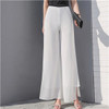 Women's Summer Wide Leg Long Trousers Casual Vintage High Waist Chiffon Side Split Bohemia Skirt Pants