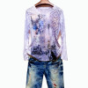 Floral print t shirt women Plus size 4XL  autumn long sleeve graphic tees modis slim tshirt