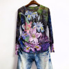 Floral print t shirt women Plus size 4XL  autumn long sleeve graphic tees modis slim tshirt