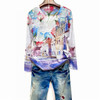Floral print t shirt women Plus size 4XL  autumn long sleeve graphic tees modis slim tshirt