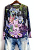 Floral print t shirt women Plus size 4XL  autumn long sleeve graphic tees modis slim tshirt