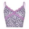 Lace Leopard Spaghetti Strap Top Sleeveless 90s Crop Top Tee Frill