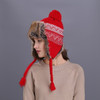 Russian Ushanka Hats Womens Knitting Fur Bomber Hat Women'S Beanies Pom Pom