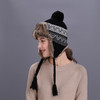 Russian Ushanka Hats Womens Knitting Fur Bomber Hat Women'S Beanies Pom Pom