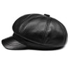 Real Leather Newsboy Cap Women Solid Baker Boy Cap Red Black Blue Pink Vintage