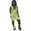 Cartoon Character Print Rompers Womens Jumpsuit Summer Clothes Zipper Up