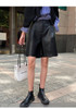 Autumn New Fashion Leather Shorts Women Casual High Waist PU Leather Shorts