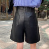 Autumn New Fashion Leather Shorts Women Casual High Waist PU Leather Shorts
