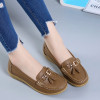 New Fashion Tassels Genuine Leather Shoes Woman Soft Peas Shoes