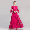 Autumn Winter Women Dress Flare Sleeves Embroidery Lace Hollow Out Elegant Autumn Winter Women Dress Flare Sleeves Embroidery Lace Hollow Out Elegant