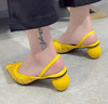 Roman openwork mesh high heels thick with shallow mouth