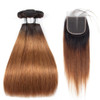 HC Ombre Bundles With Closure 1B/30 Two Tone Ombre Human Hair Weave Brazilian .