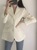 CBAFU high quality tweed jacket women blazer long sleeve pearls button plaid foramal jacket notched outwears tops autumn P658