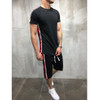 2 piece casual short sleeve o-neck fashion printed cotton t shirt and shorts men