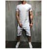 2 piece casual short sleeve o-neck fashion printed cotton t shirt and shorts men