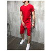 2 piece casual short sleeve o-neck fashion printed cotton t shirt and shorts men