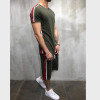 2 piece casual short sleeve o-neck fashion printed cotton t shirt and shorts men