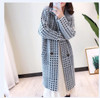 Autumn Winter Luxury Long Mink Cashmere Trench Jacket Women Casual Black White Plaid Coat Thickness Warm Button Pocket Jackets
