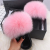 Ethel Anderson Women's Furry Slippers Ladies Vogue Real Fox Fur Hair Fluffy Slides Women's Genuine Fur Sliders