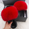 Ethel Anderson Women's Furry Slippers Ladies Vogue Real Fox Fur Hair Fluffy Slides Women's Genuine Fur Sliders