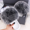 Ethel Anderson Women's Furry Slippers Ladies Vogue Real Fox Fur Hair Fluffy Slides Women's Genuine Fur Sliders