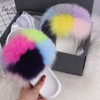 Ethel Anderson Women's Furry Slippers Ladies Vogue Real Fox Fur Hair Fluffy Slides Women's Genuine Fur Sliders