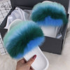 Ethel Anderson Women's Furry Slippers Ladies Vogue Real Fox Fur Hair Fluffy Slides Women's Genuine Fur Sliders