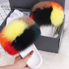 Ethel Anderson Women's Furry Slippers Ladies Vogue Real Fox Fur Hair Fluffy Slides Women's Genuine Fur Sliders
