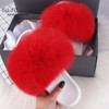 Ethel Anderson Women's Furry Slippers Ladies Vogue Real Fox Fur Hair Fluffy Slides Women's Genuine Fur Sliders