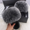 Ethel Anderson Women's Furry Slippers Ladies Vogue Real Fox Fur Hair Fluffy Slides Women's Genuine Fur Sliders