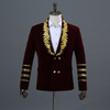 Gold Embroidery Blazer Jacket Men Casual Lapel Double Breasted Mens Black Suit Stage Prom Show Singer Military Dress Homme