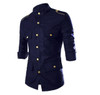 Men Shirt 2019 Fashion Korean Wild Long Sleeve Casual Shirts Men Epaulet Buttons Decorate Uniform Slim Fit Men's Clothing Black