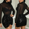 Newest Fashion Women Ladies Black Lace Dress Female Bandage Bodycon Long Sleeve Evening Party Midi Dress Clubwear
