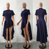 BEFORW Round Neck Short Sleeve Women Dress Fashion Irregular Long Dress Women Clothes High Waist Flounce Party Dresses Vestidos