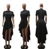 BEFORW Round Neck Short Sleeve Women Dress Fashion Irregular Long Dress Women Clothes High Waist Flounce Party Dresses Vestidos