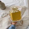Solid color Pearl Tote Box bag 2020 Fashion New High-quality PU Leather Women's Designer Handbag Chain Shoulder Messenger Bag