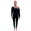 HAOYUAN Sexy Stretch One Shoulder Velvet Rompers Womens Jumpsuit 2020 Fashion Clothing Body Overalls One Piece Bandage Jumpsuit