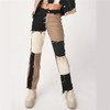 Autumn Patchwork High Waist Straight Denim Pants Women Casual Skinny Ripped Jeans Capris Pocket Long Trousers Ladies Streetwear