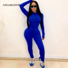 ANJAMANOR Front Zip Long Sleeve Bodycon Sporty Jumpsuits for Women Fall Winter 2020 Active Wear Sexy One Piece Outfit  D37-CG41
