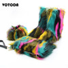 Winter Women Fox Fur Snow Boots Bag Headband Set Fluffy Faux Fur Botas Mujer Luxury Furry Plush Boots Ladies Warm Fox Fur Shoes