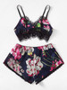 Lace Trim Floral Lingerie Set