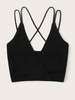Rib-knit Strappy Wrap Bralette Top