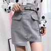 Women PU Leather Skirts Solid Color Mini Skirts Office Lady