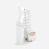 Peep Toe ankle sandals boots Transparent Cross-tied crystal square heels