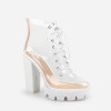 Peep Toe ankle sandals boots Transparent Cross-tied crystal square heels