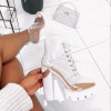Peep Toe ankle sandals boots Transparent Cross-tied crystal square heels